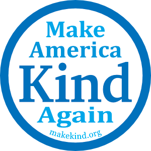 Make America Kind Again button, blue design